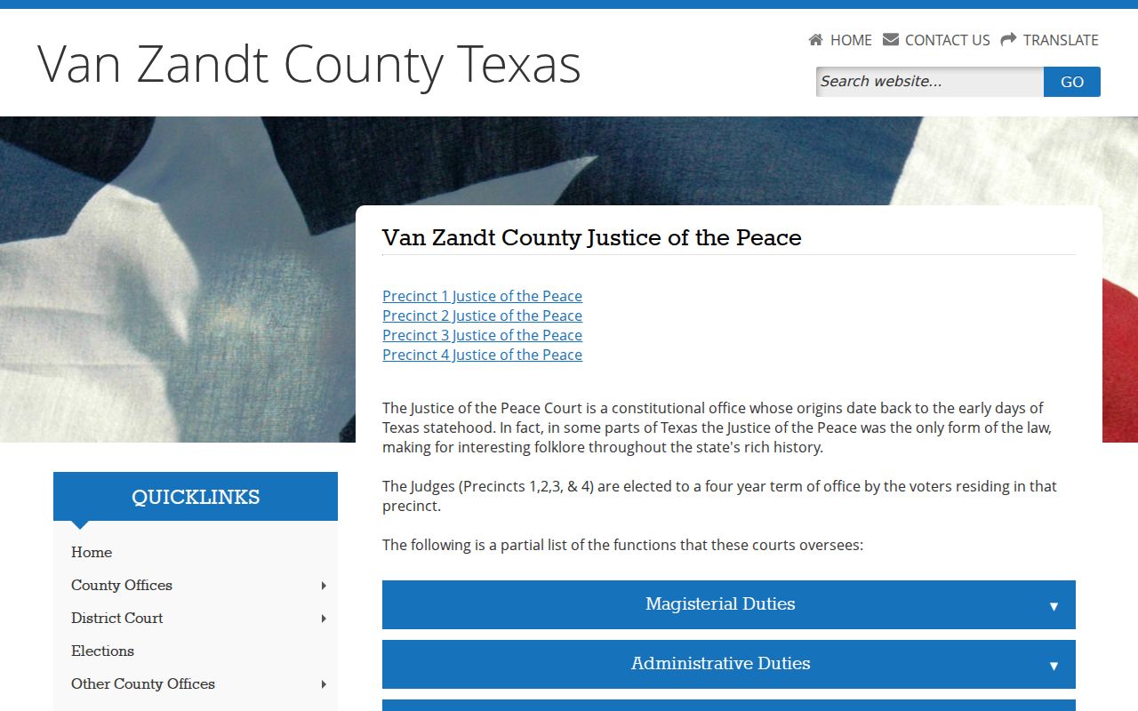 Van Zandt County warrant search: four justice court precincts