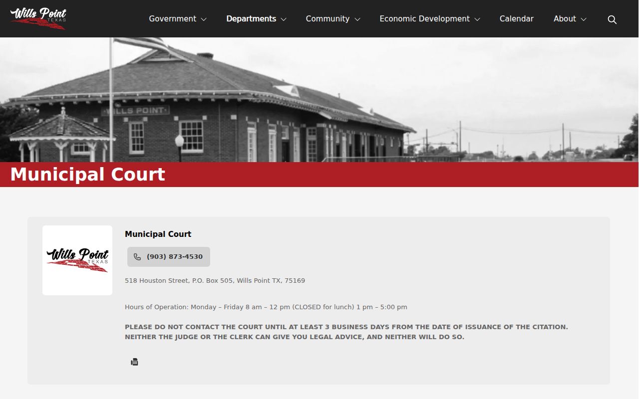 Van Zandt County traffic warrant records: Wills Point FTA and payment instructions