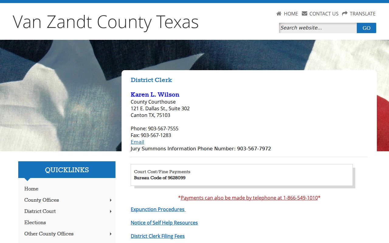 Van Zandt County bench warrant records: District Clerk criminal filing resources